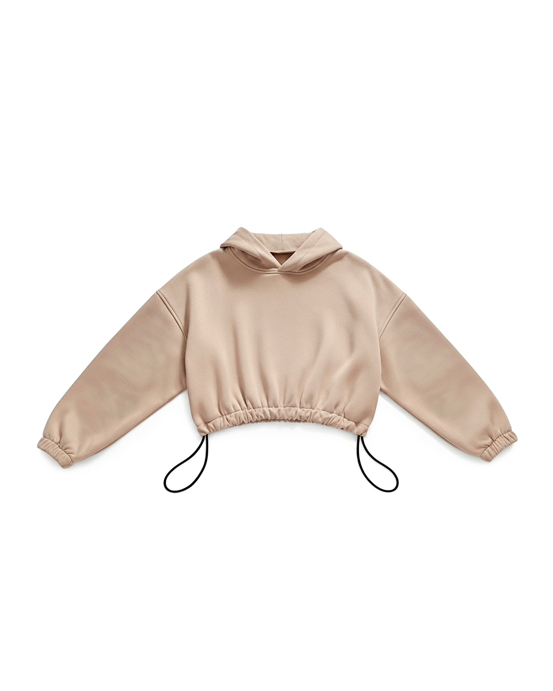 BASIC CROP HOODIE OVERSIZE BEIGE