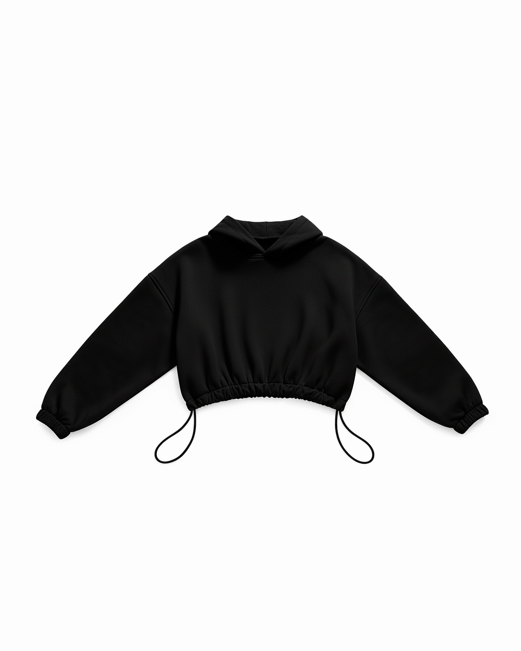 BASIC CROP HOODIE OVERSIZE BLACK