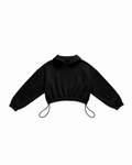 BASIC CROP HOODIE OVERSIZE BLACK