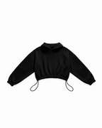 BASIC CROP HOODIE OVERSIZE BLACK