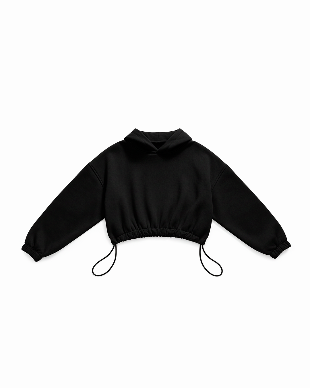 BASIC CROP HOODIE OVERSIZE BLACK