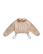 BASIC CROP HOODIE OVERSIZE BEIGE