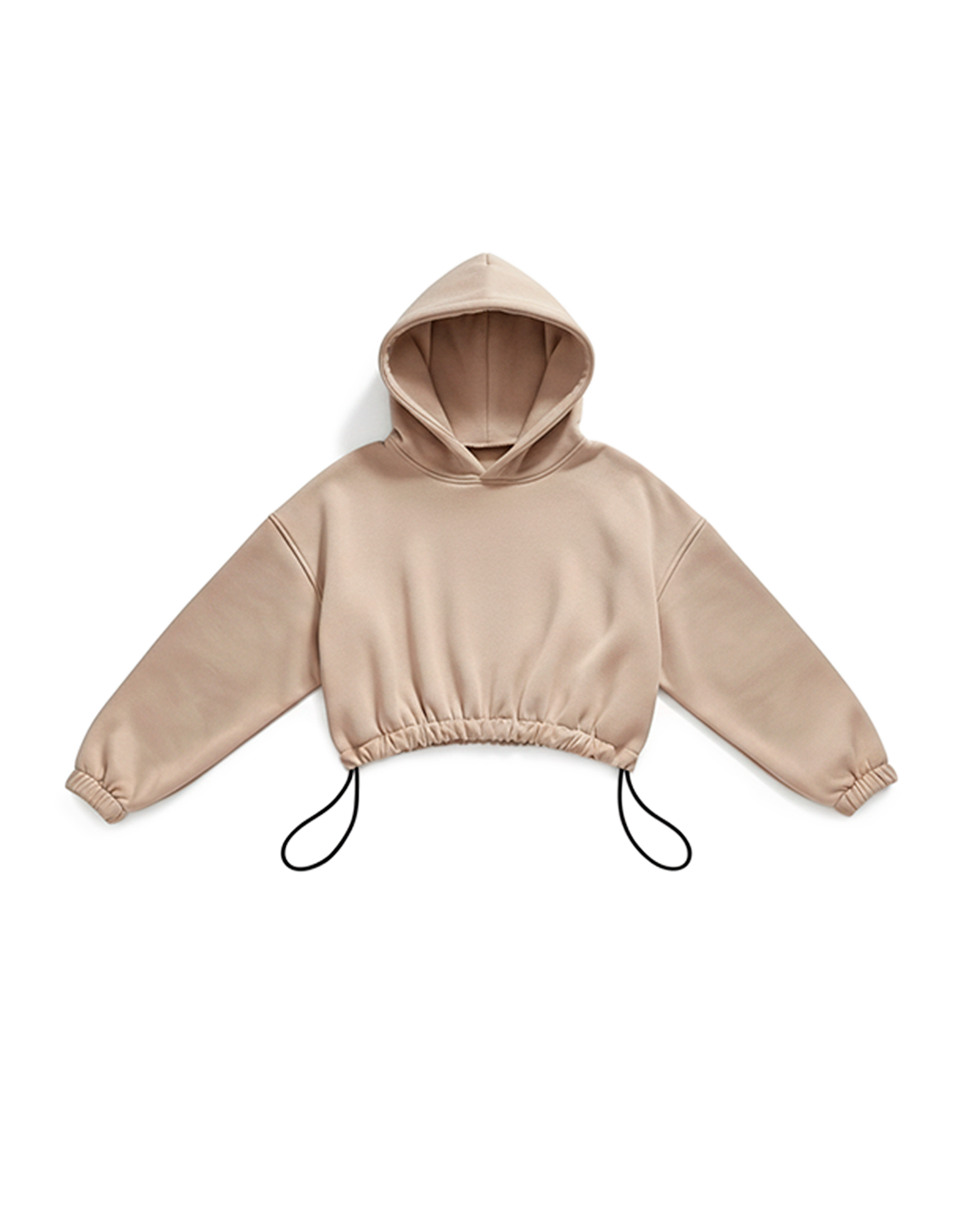BASIC CROP HOODIE OVERSIZE BEIGE