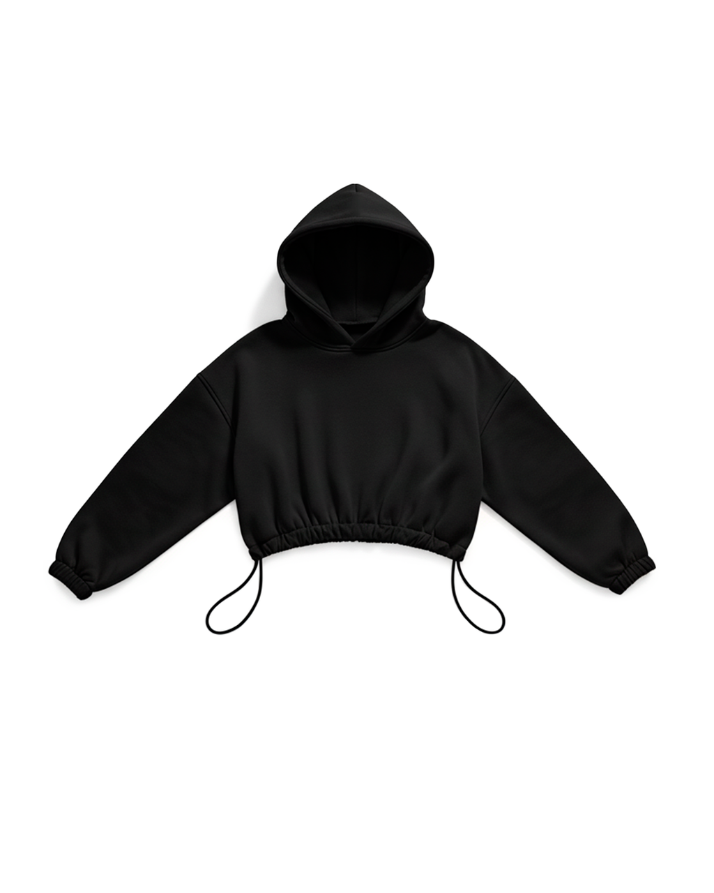 BASIC CROP HOODIE OVERSIZE BLACK