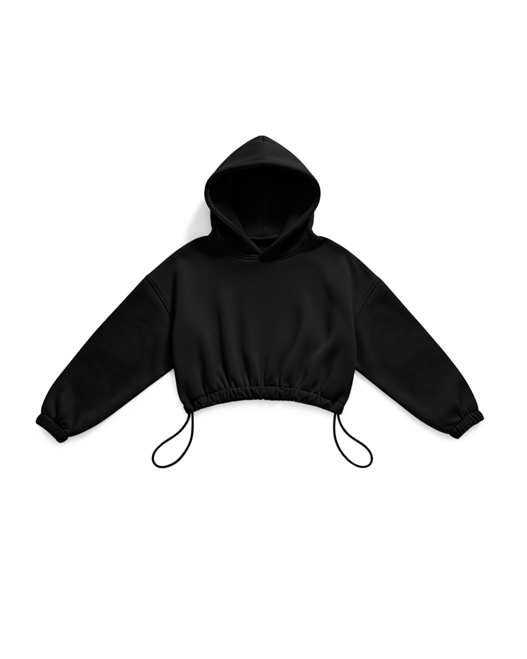 BASIC CROP HOODIE OVERSIZE BLACK