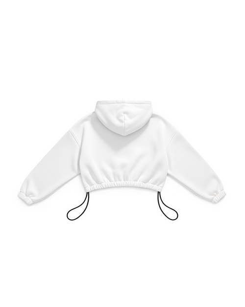 BASIC CROP HOODIE OVERSIZE WHITE