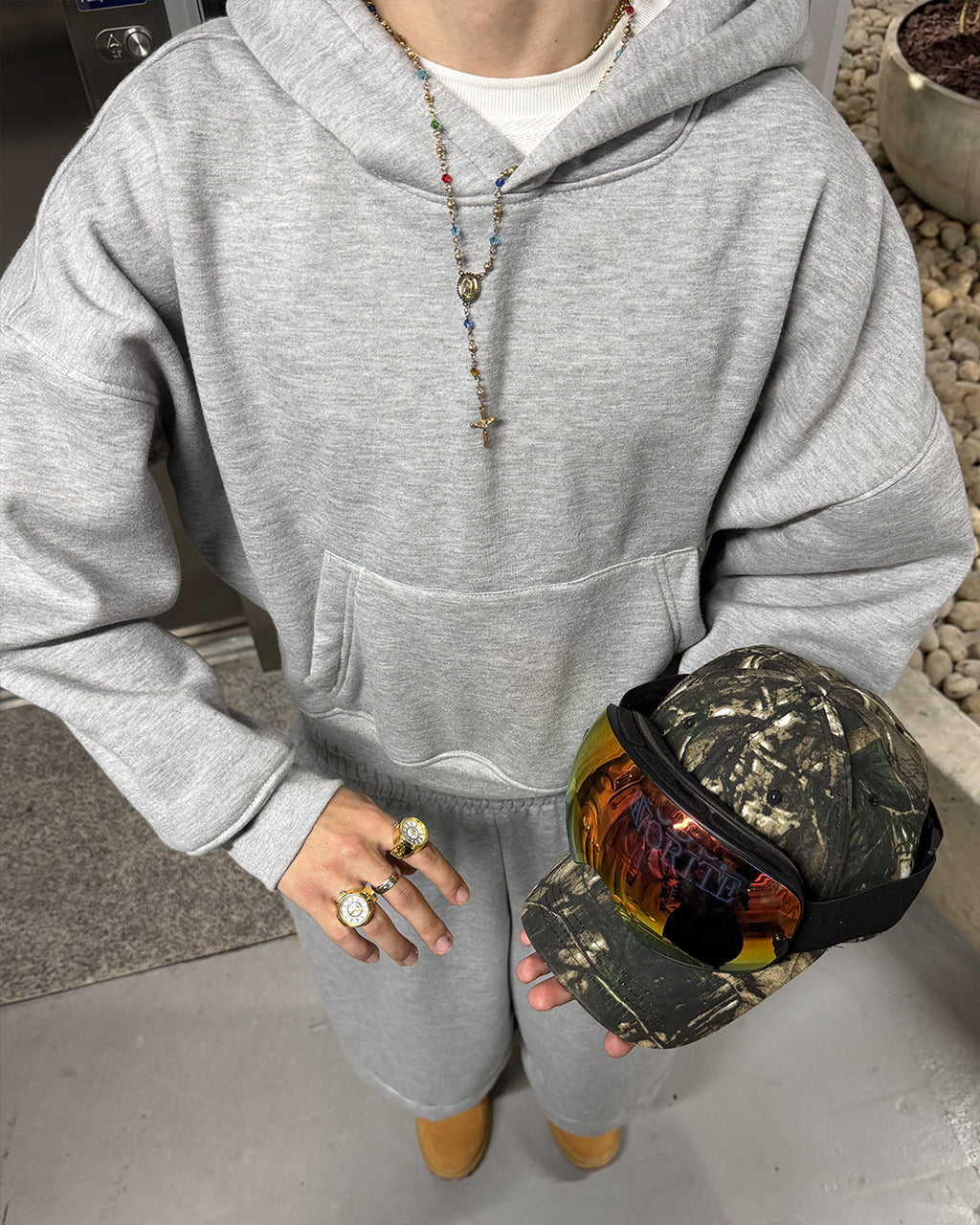 BASIC HOODIE CROPPED FIT WHITE