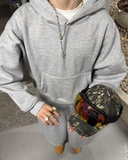 BASIC HOODIE CROPPED FIT WHITE