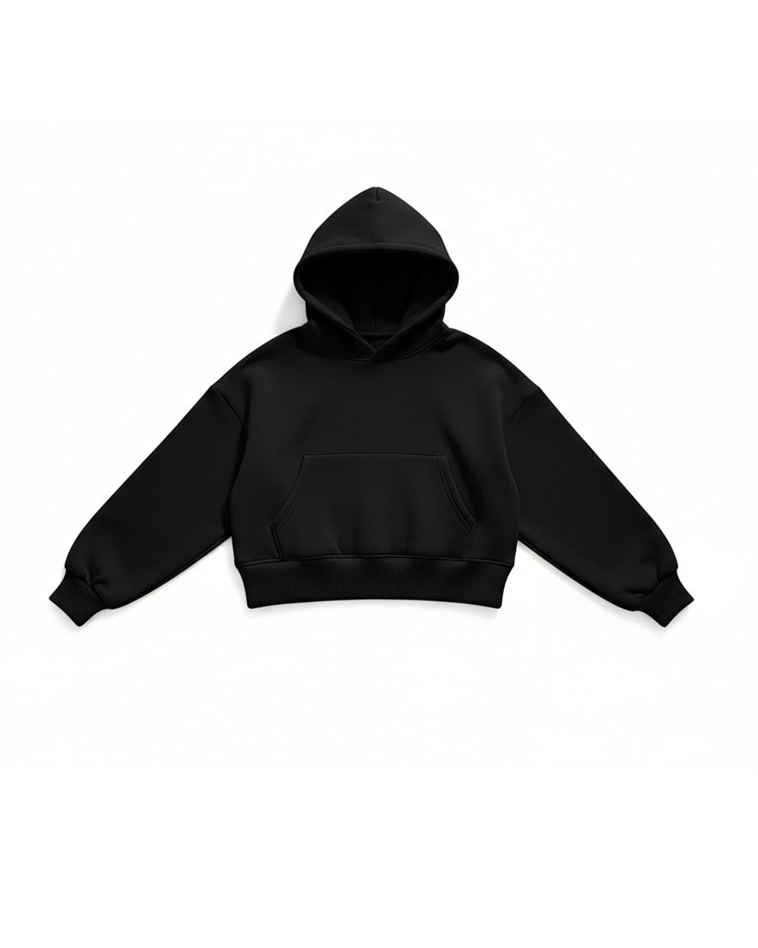 BASIC HOODIE CROPPED FIT BLACK