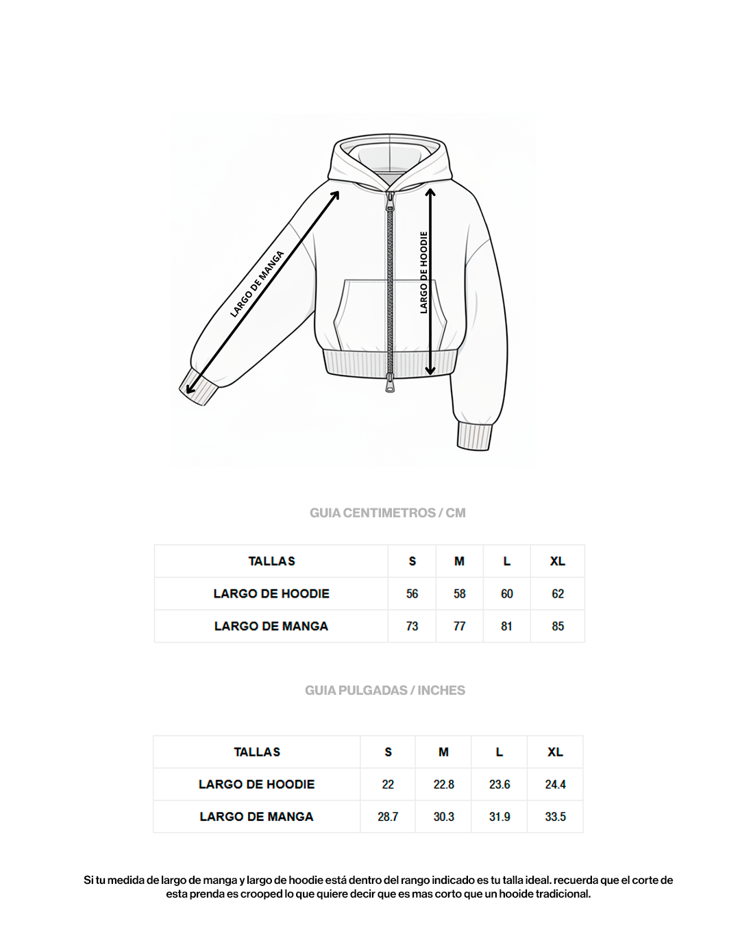 BASIC HOODIE TIPO ZIP CROPPED FIT GRIS